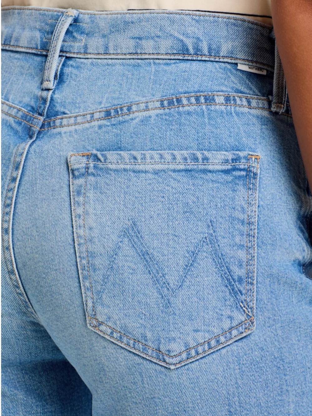 MOTHER Rambler Mid Rise Ankle Fray Jeans Zip New 30 Comeback Kid Light Blue